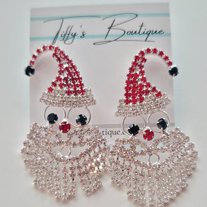 Rhinestone Santa Earrings