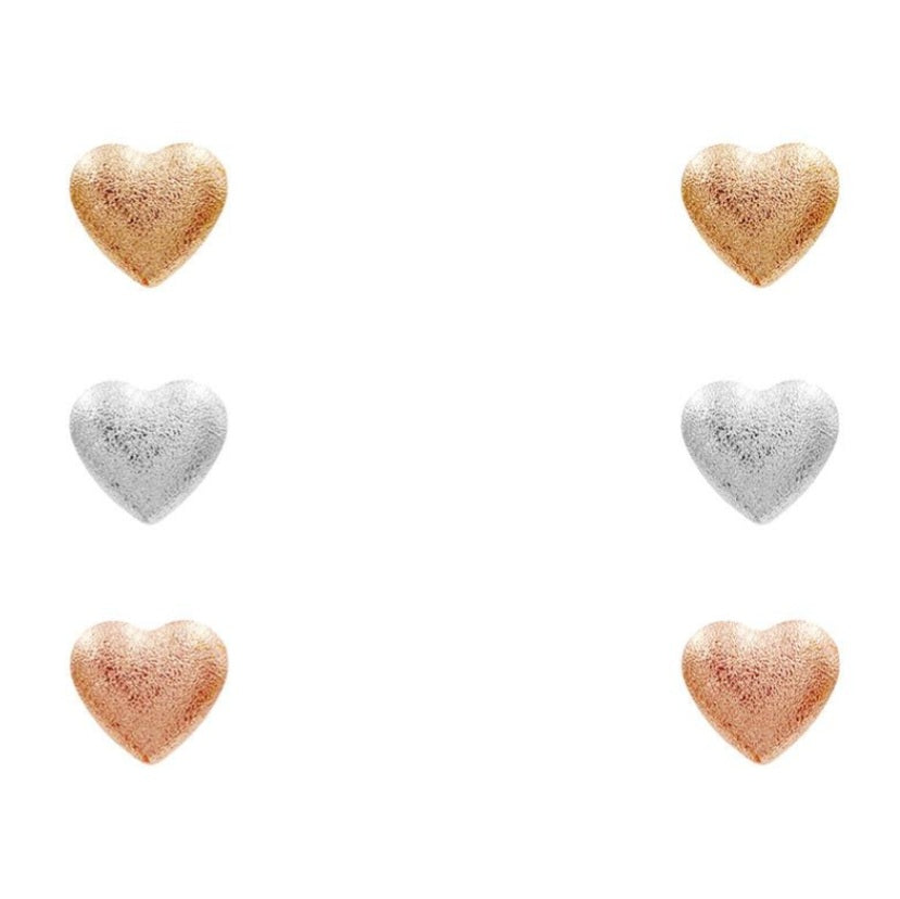 Textured Heart Stud Earrings
