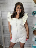 Ivory Jean Ruffle Romper