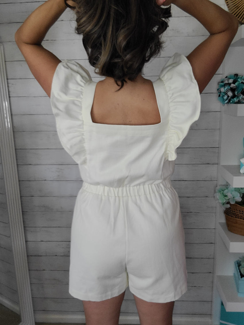 Ivory Jean Ruffle Romper