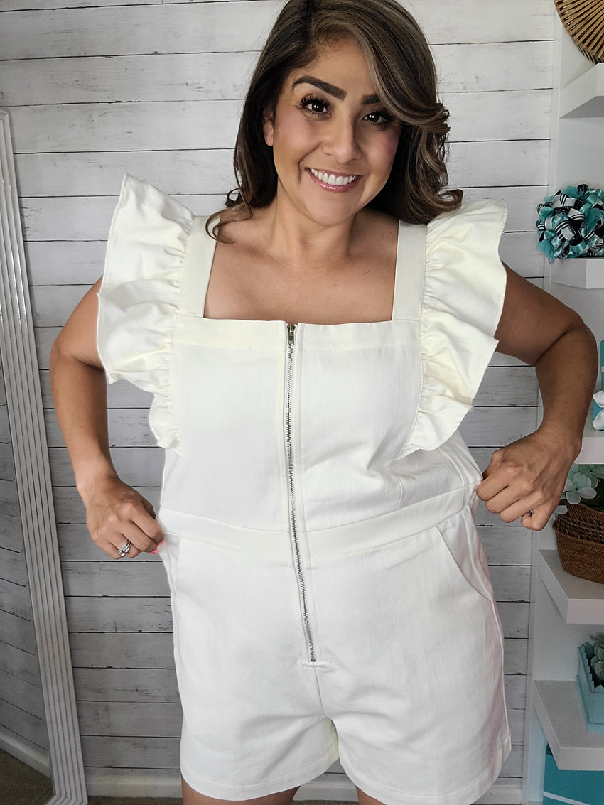 Ivory Jean Ruffle Romper