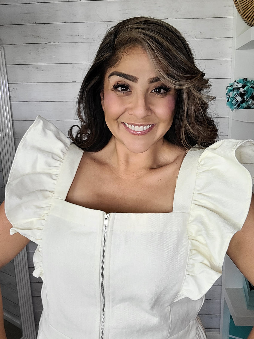 Ivory Jean Ruffle Romper