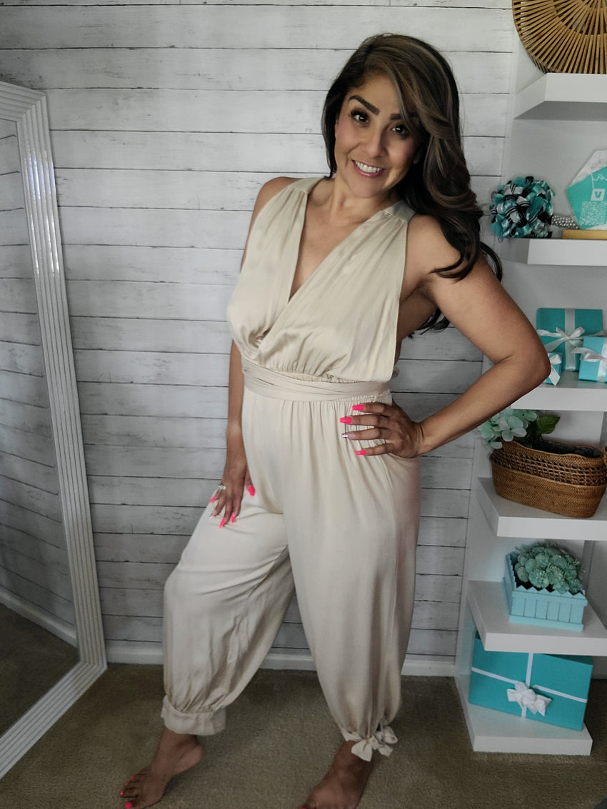 Khaki Halter Jumpsuit