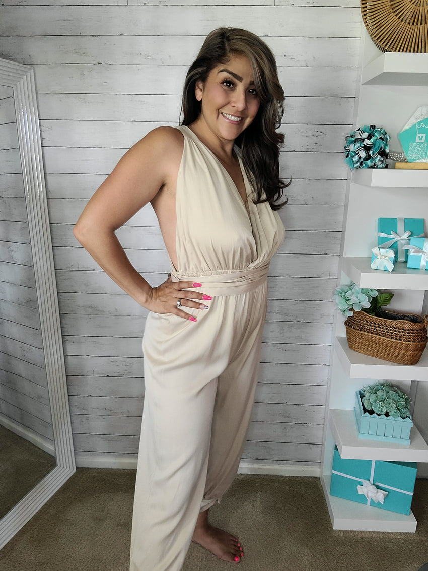 Khaki Halter Jumpsuit