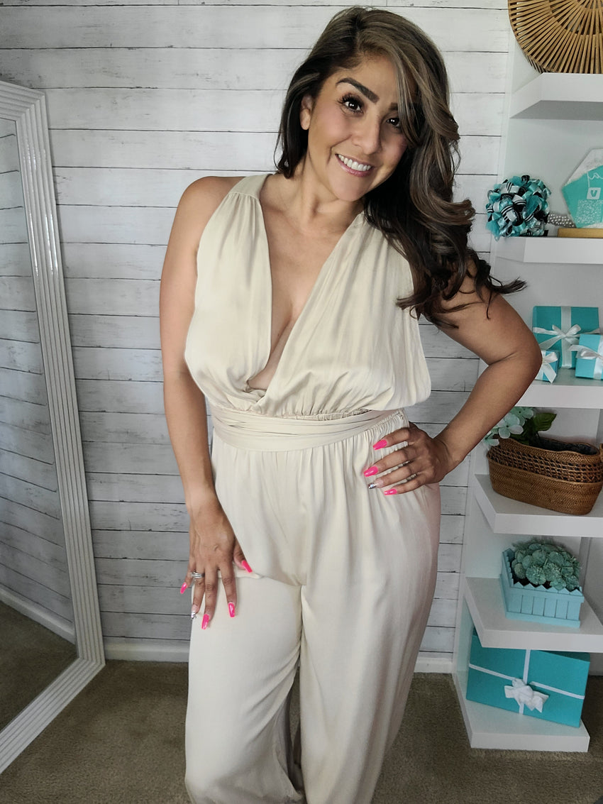 Khaki Halter Jumpsuit