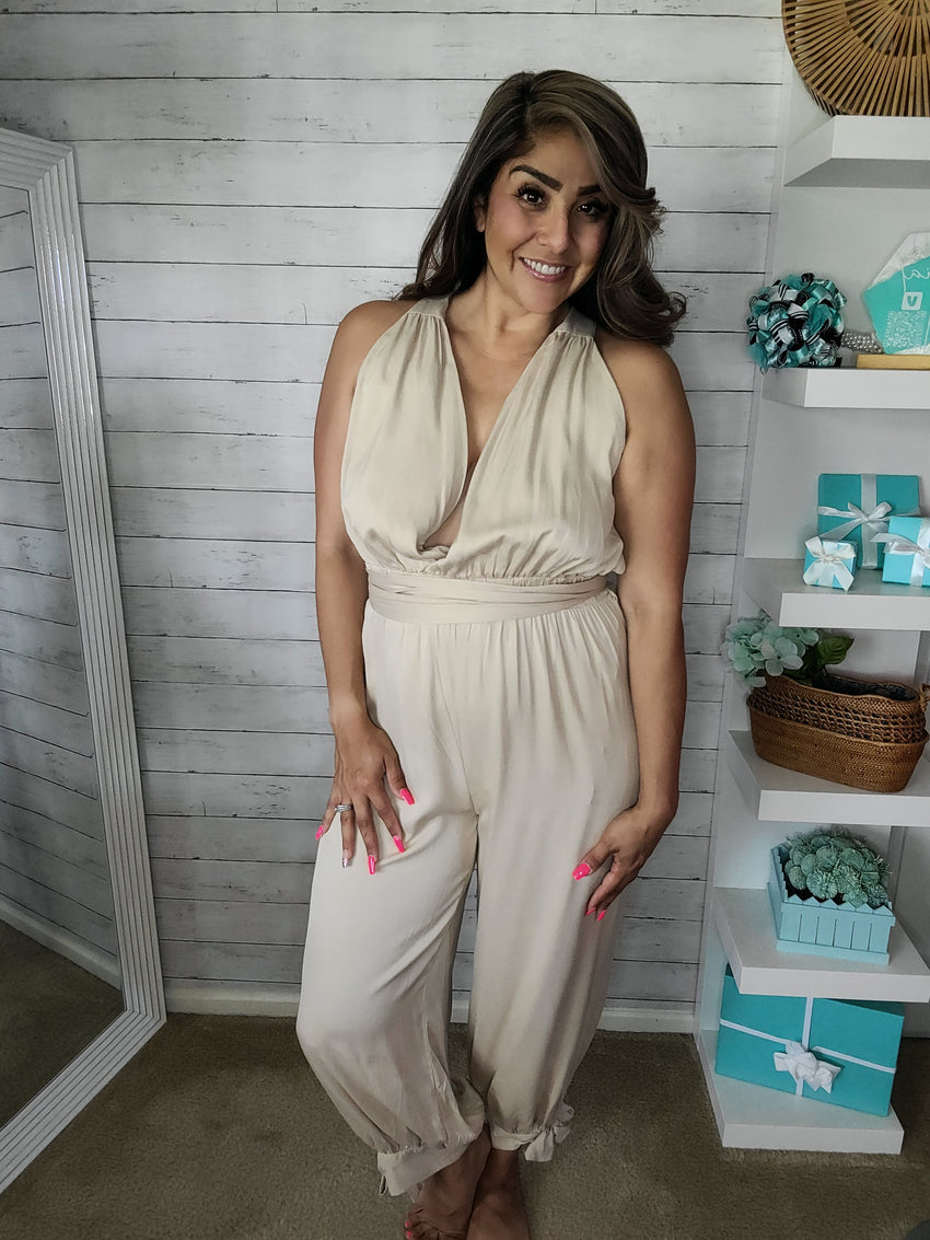 Khaki Halter Jumpsuit