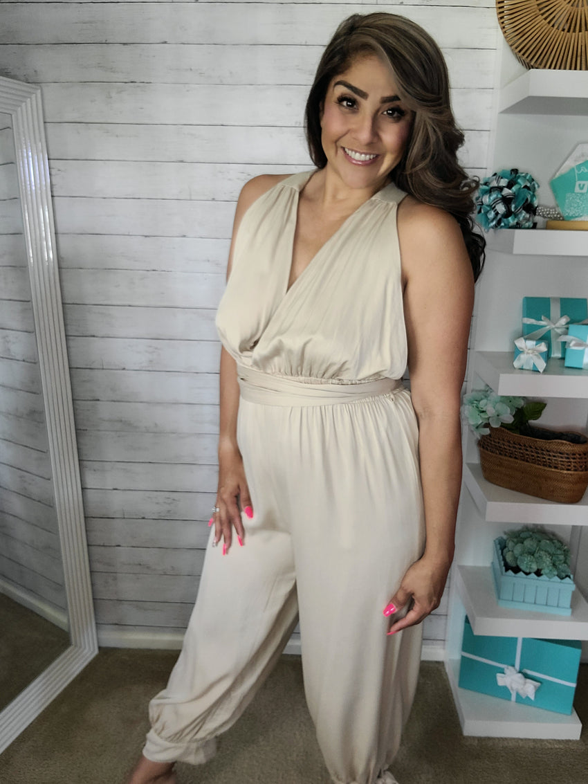 Khaki Halter Jumpsuit