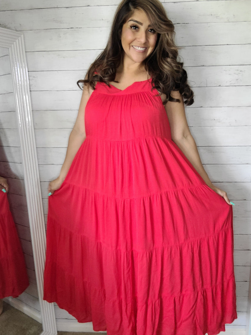 Red Tierd Maxi Dress