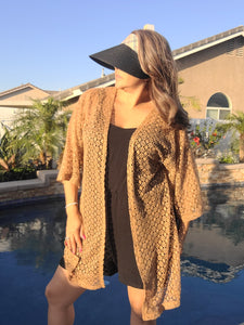Tan Crochet Swim Suit Cover Up