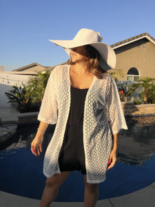 White Crochet Swim Suit Cover Up