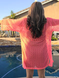 Hot Pink Crochet Swim Suit Cover Up