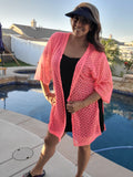 Hot Pink Crochet Swim Suit Cover Up