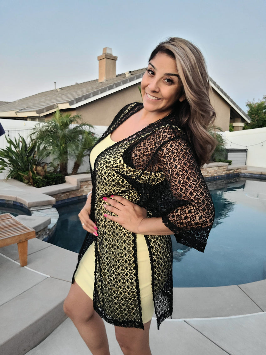 Black Crochet Swim Suit Cover Up
