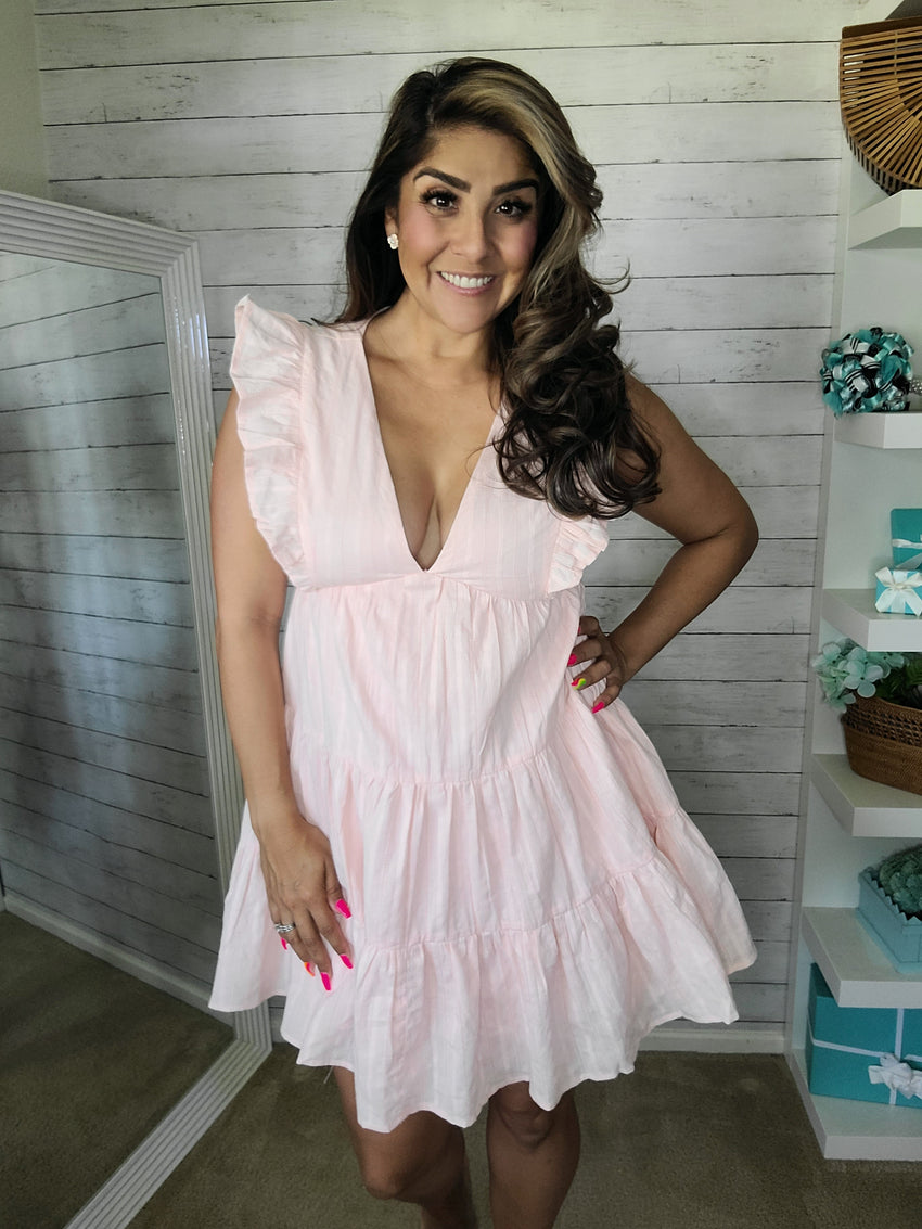 Soft Pink Tiered Ruffle Mini Dress