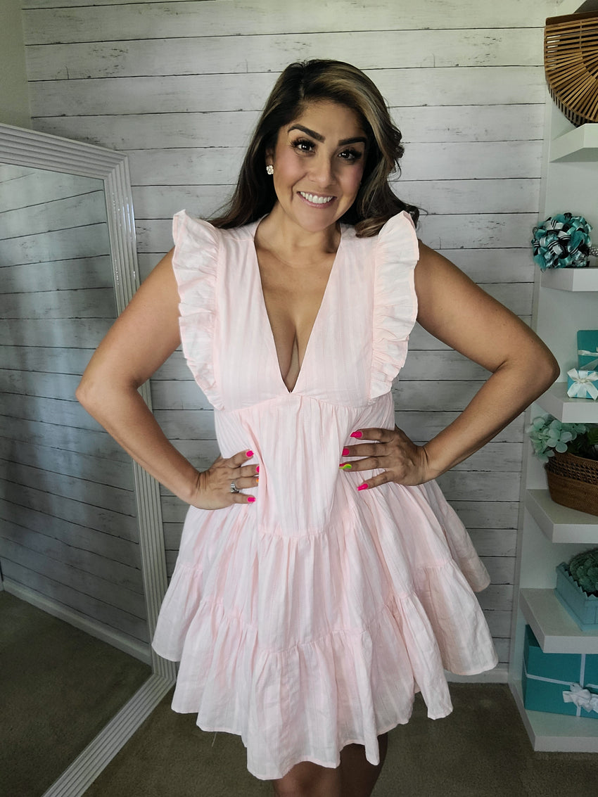 Soft Pink Tiered Ruffle Mini Dress