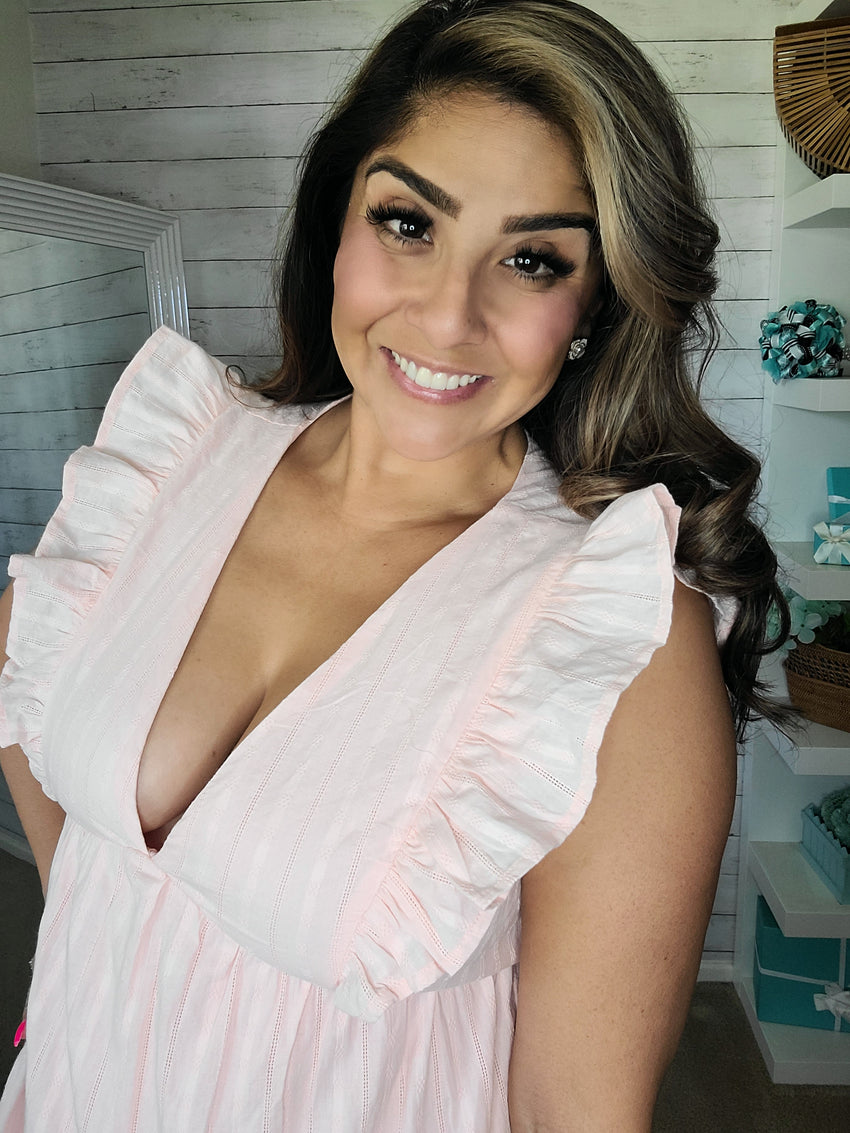 Soft Pink Tiered Ruffle Mini Dress