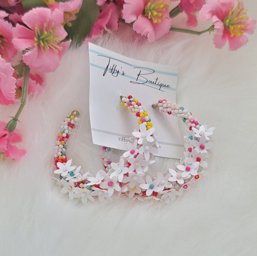 Rainbow Daisy Hoop Earrings