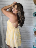 Yellow Stripe Halter Sun Dress