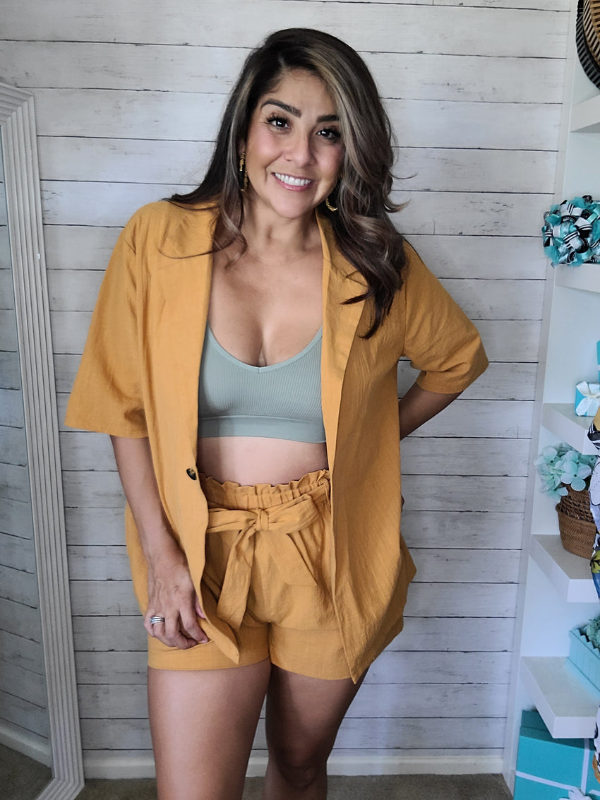 Ginger Matching Shirt Blazer & Short Set
