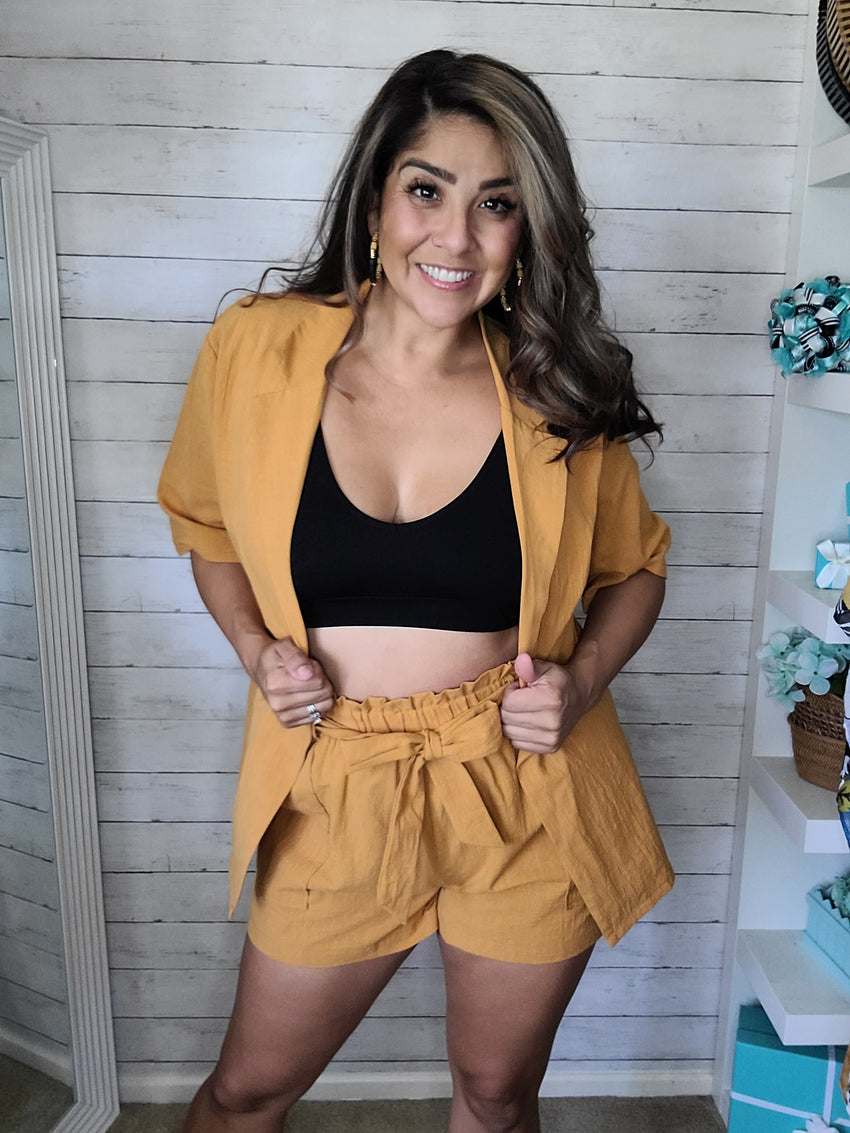 Ginger Matching Shirt Blazer & Short Set