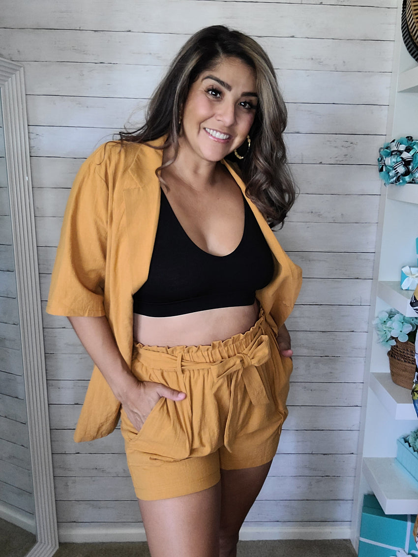 Ginger Matching Shirt Blazer & Short Set