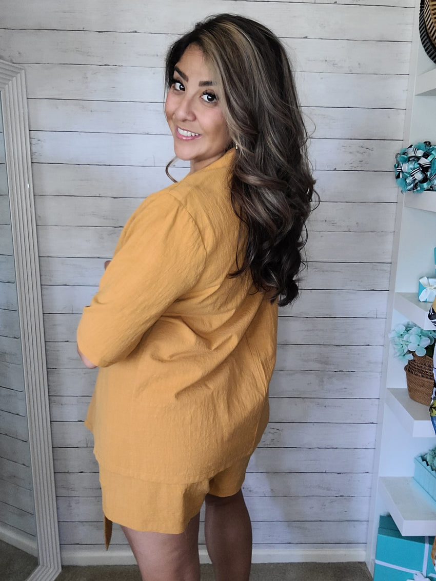 Ginger Matching Shirt Blazer & Short Set