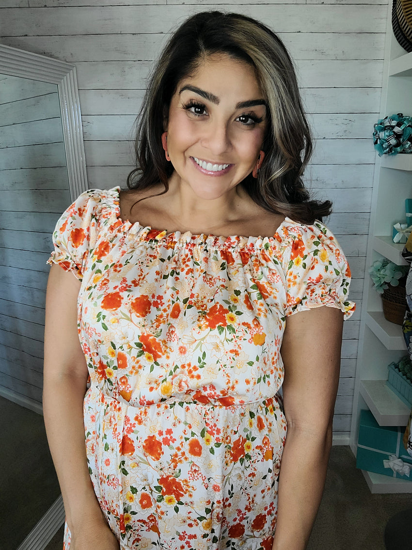 Orange Flower Maxi Dress