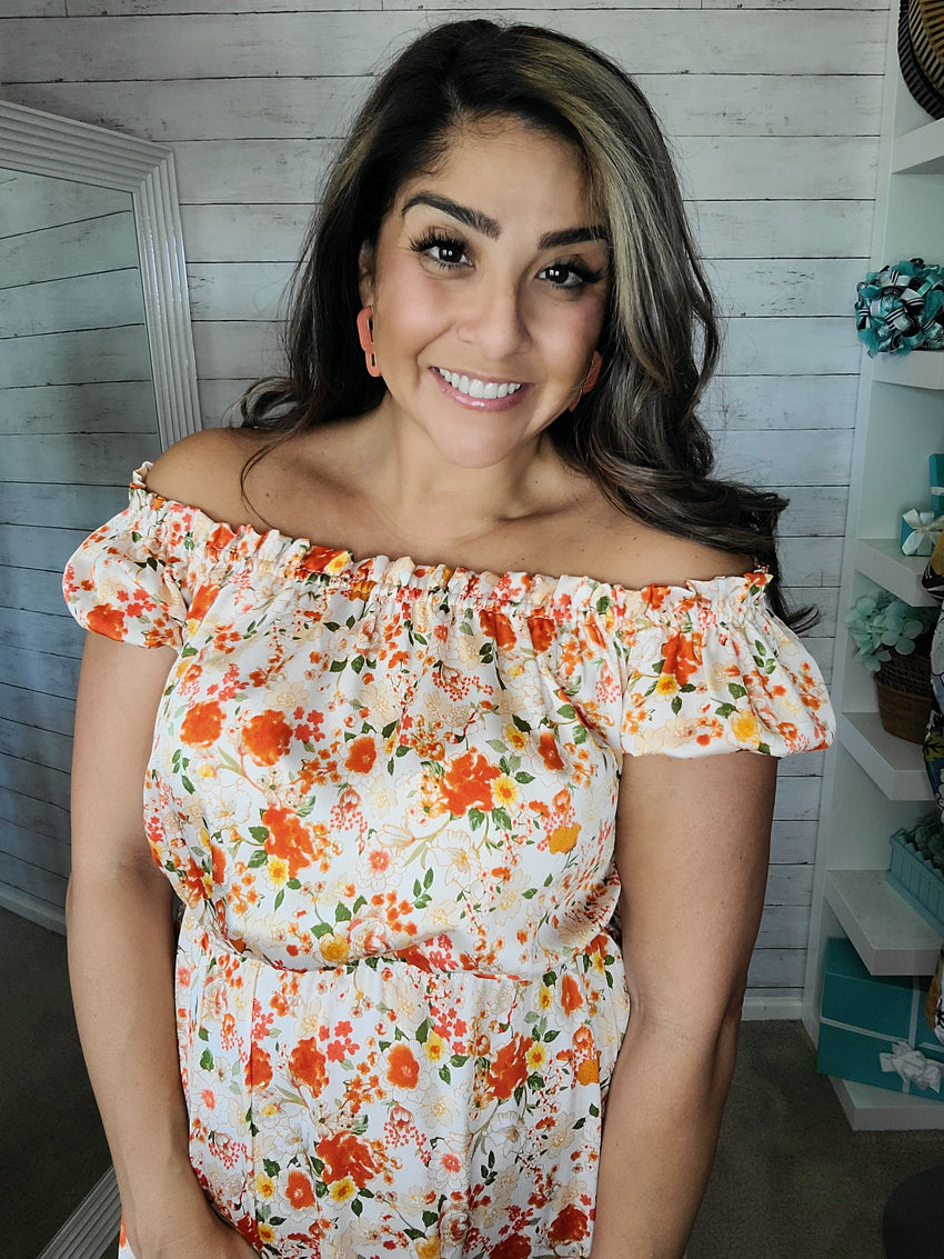 Orange Flower Maxi Dress