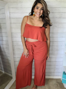 Rust Crop & Pant Set