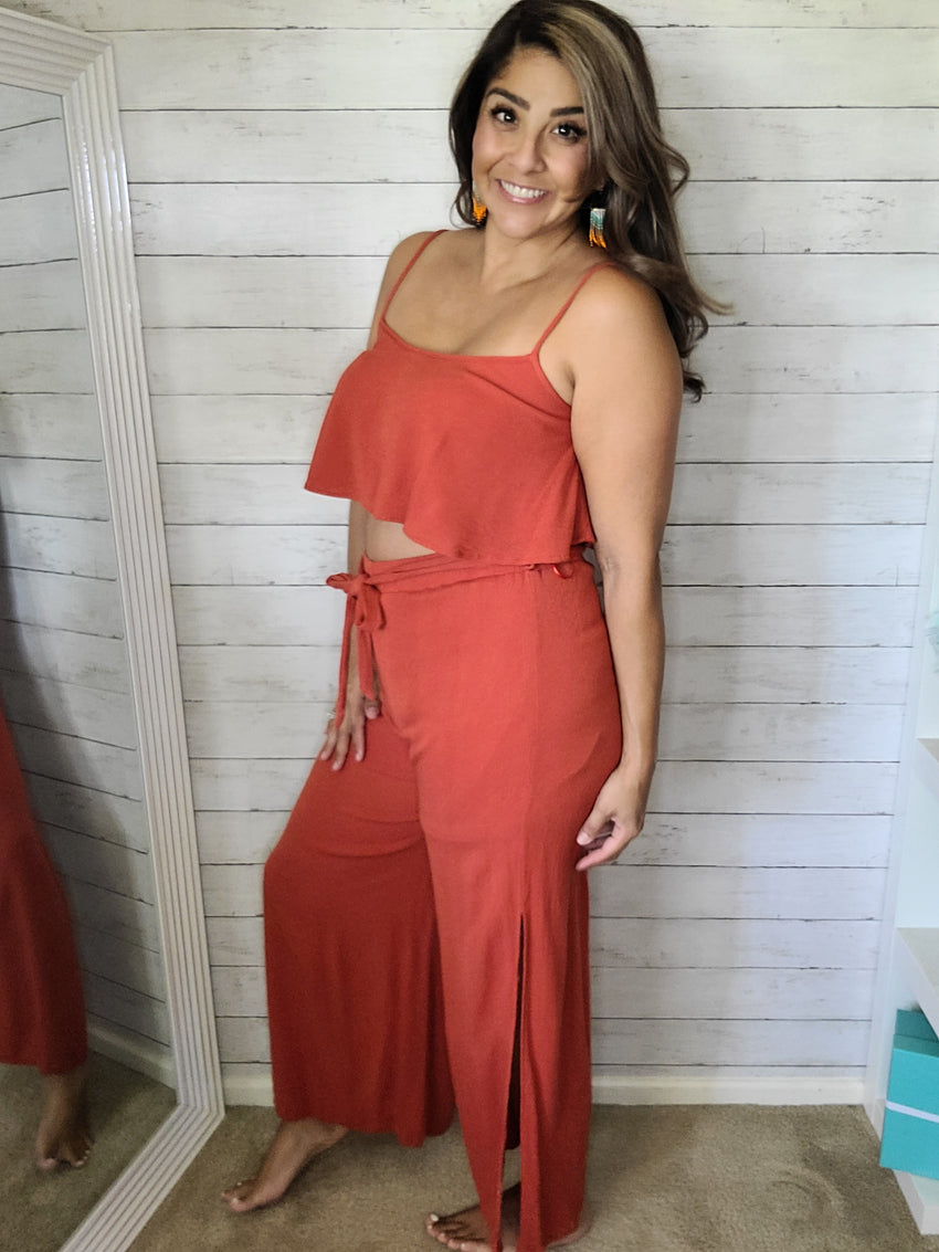 Rust Crop & Pant Set