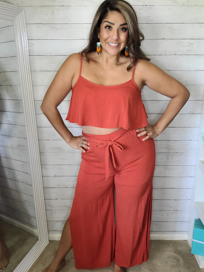 Rust Crop & Pant Set