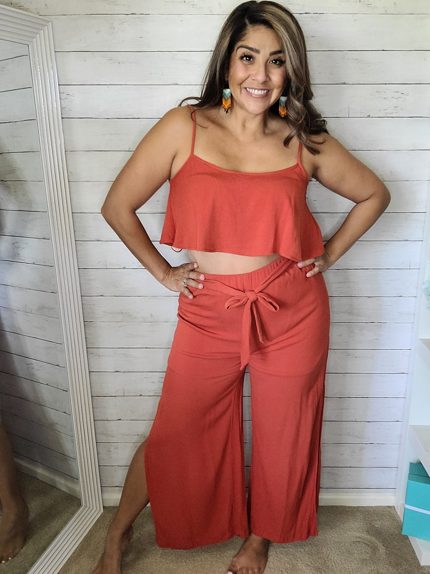 Rust Crop & Pant Set