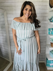 Jade Stripe off the shoulder High Low
