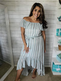 Jade Stripe off the shoulder High Low