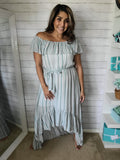 Jade Stripe off the shoulder High Low
