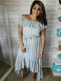 Jade Stripe off the shoulder High Low