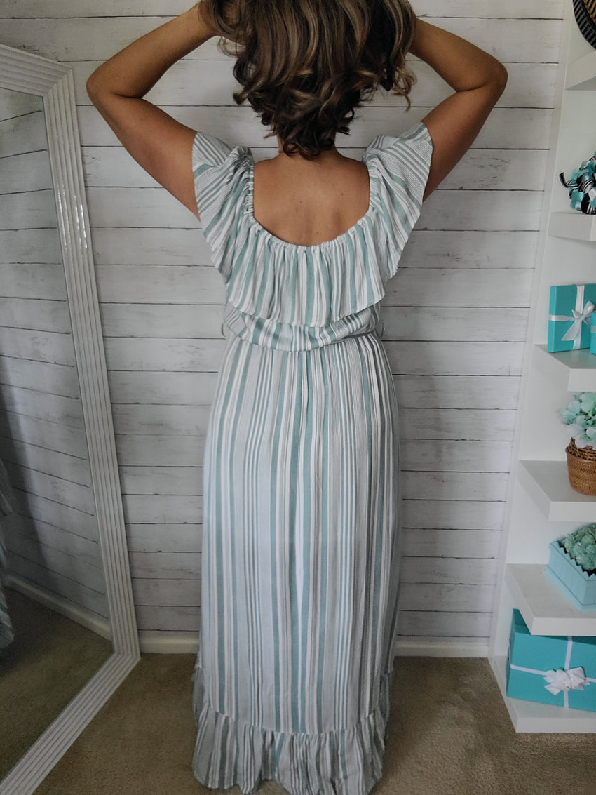 Jade Stripe off the shoulder High Low