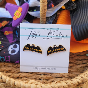 Happy Halloween Bat Studs
