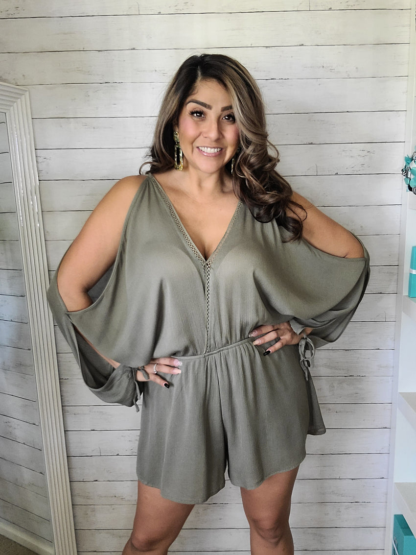 Olive Long Sleeve Romper