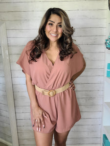 Mauve Romper with Woven Belt