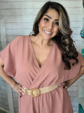 Mauve Romper with Woven Belt
