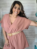 Mauve Romper with Woven Belt
