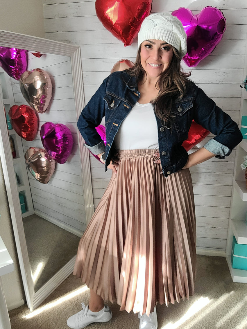 Champagne Pleated Skirt