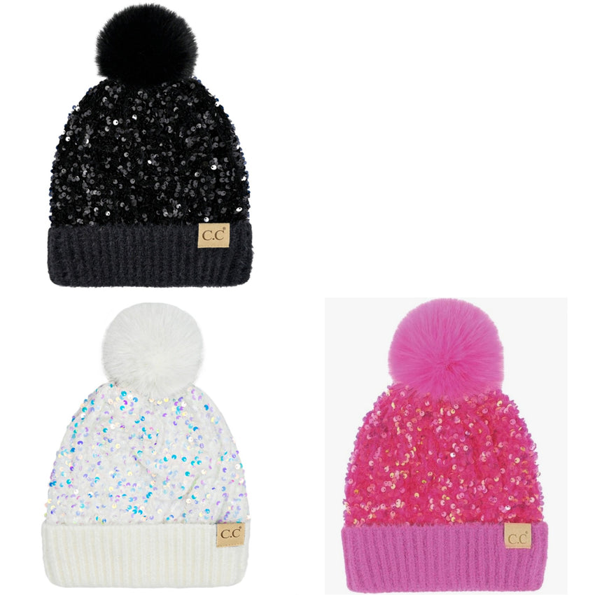 CC Sequin Pom Benie Kids