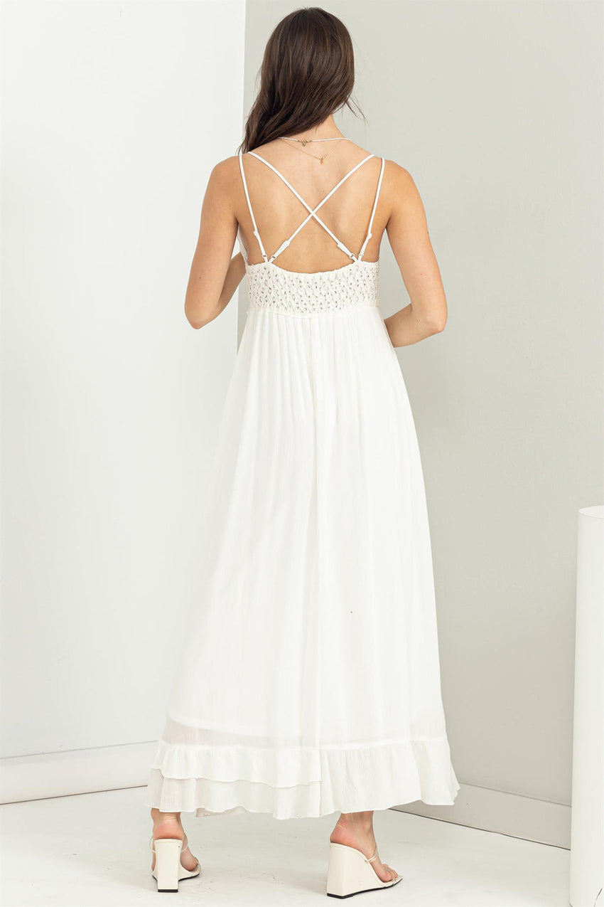 Dual Strap Lace Midi Dress