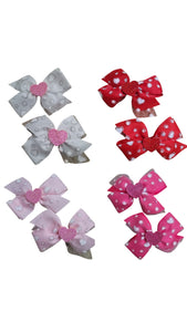 Heart Pig Tail Bow Sets