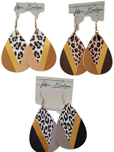 Tear Drop Cheetah Earrings