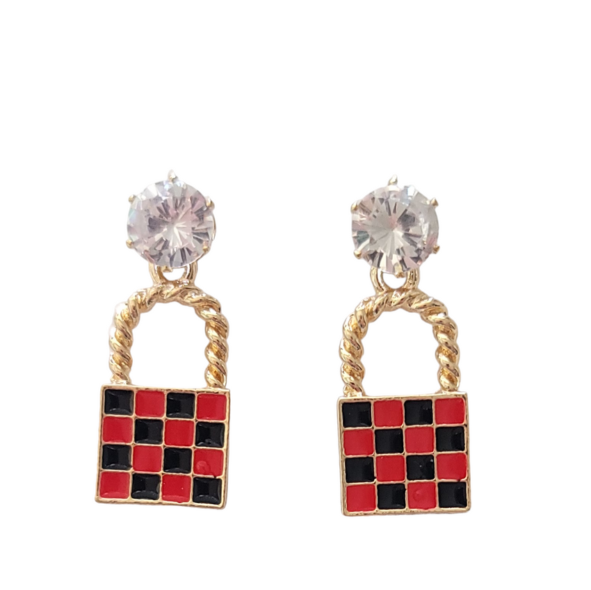Checkered Shopping Bags Earrings