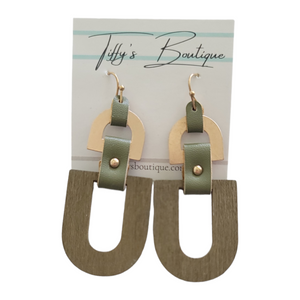 Olive Leather Dangle Earrings