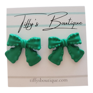 Kelly Green Bow Earrings